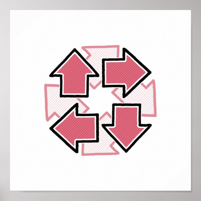 Clockwise Arrows Minimal Geometric Red Poster (Vorne)