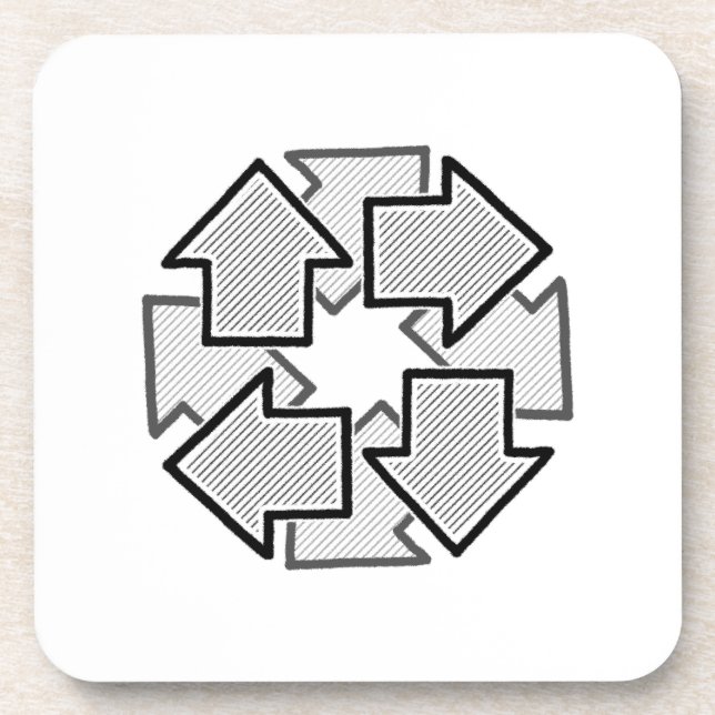 Clockwise Arrows Minimal Geometric White Variant 1 Getränkeuntersetzer (Vorderseite)
