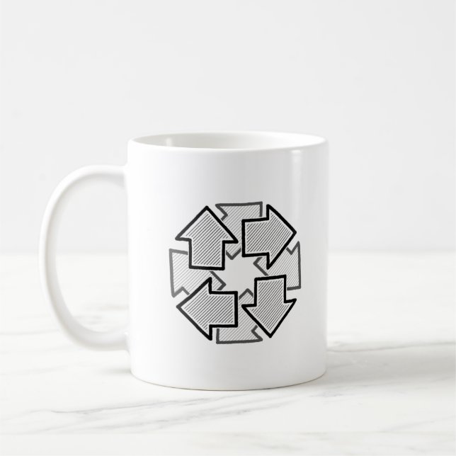 Clockwise Arrows Minimal Geometric White Variant 1 Kaffeetasse (Links)