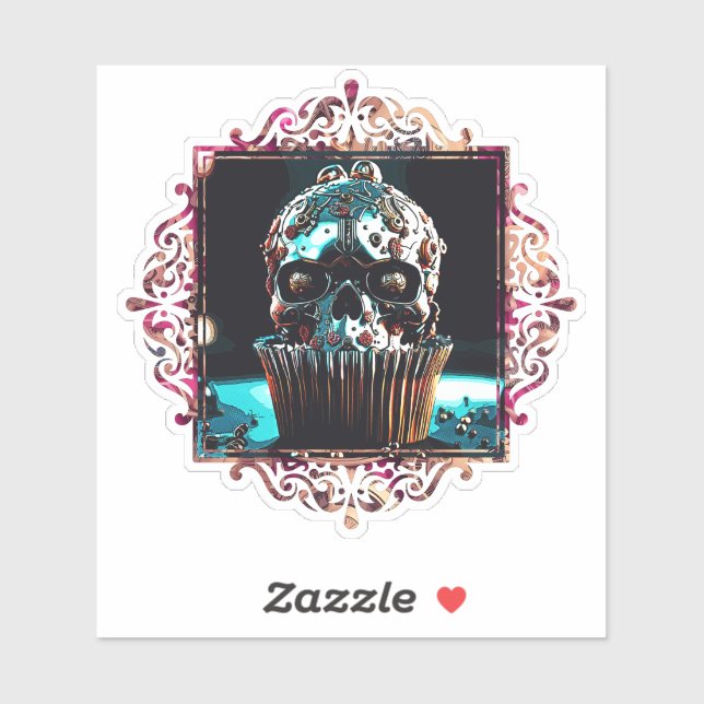 Clockwork Skull Cupcake Aufkleber (Blatt)