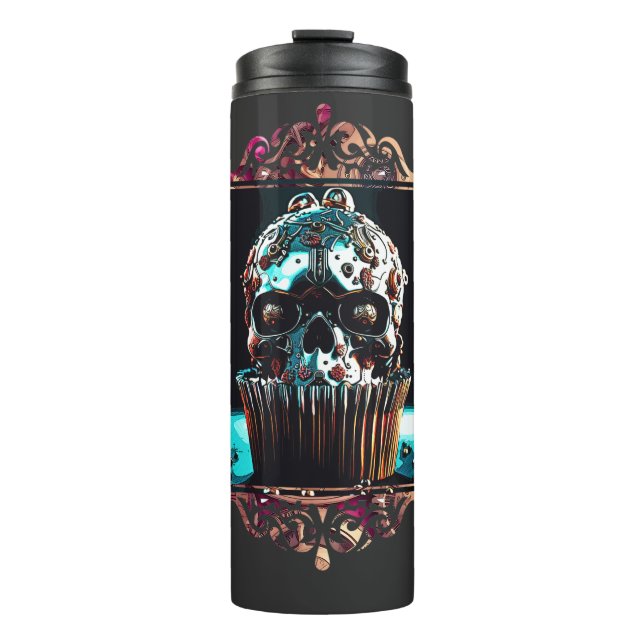 Clockwork Skull Cupcake Thermosbecher (Vorderseite)