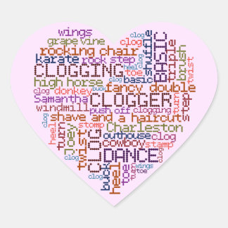 Clogger Clogging Word Art Herz-Aufkleber
