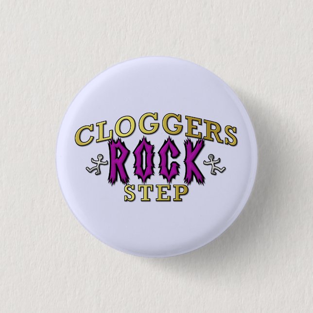Cloggers Felsen-Schritt-Verstopfungs-Tanz Button (Vorderseite)