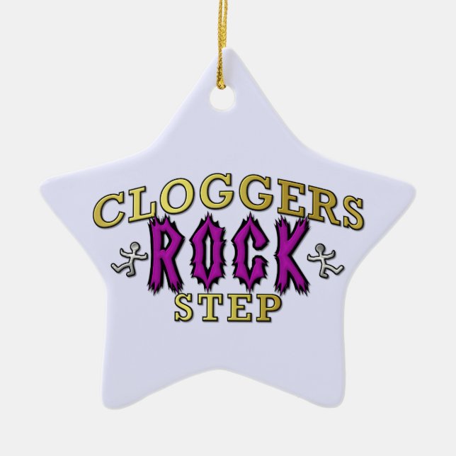 Cloggers Felsen-Schritt-Verstopfungs-Tanz Keramikornament (Vorne)