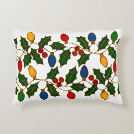 Cloisonne Art Christmas Lights and Holly Dekokissen