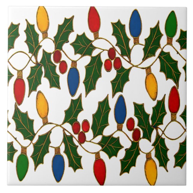 Cloisonne Art Christmas Lights and Holly Fliese (Vorderseite)