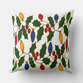 Cloisonne Art Christmas Lights and Holly Kissen