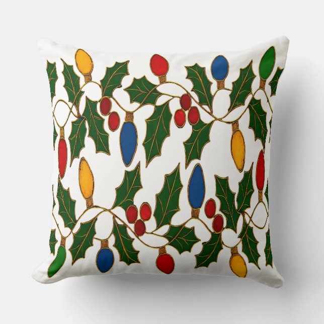 Cloisonne Art Christmas Lights and Holly Kissen (Vorderseite)