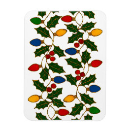 Cloisonne Art Christmas Lights and Holly Magnet