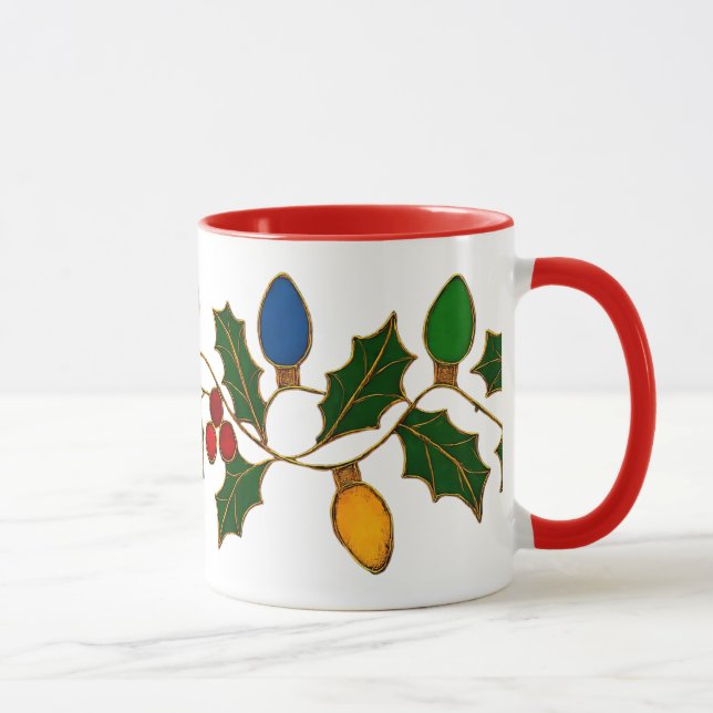 Cloisonne Art Christmas Lights and Holly Tasse (Rechts)