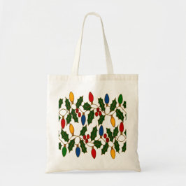 Cloisonne Art Christmas Lights and Holly Tragetasche