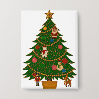 Cloisonne Art Christmas Tree Character Ornaments Button