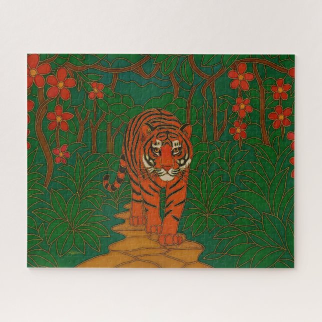 Cloisonne Art Tiger on the Jungle Path (Horizontal)