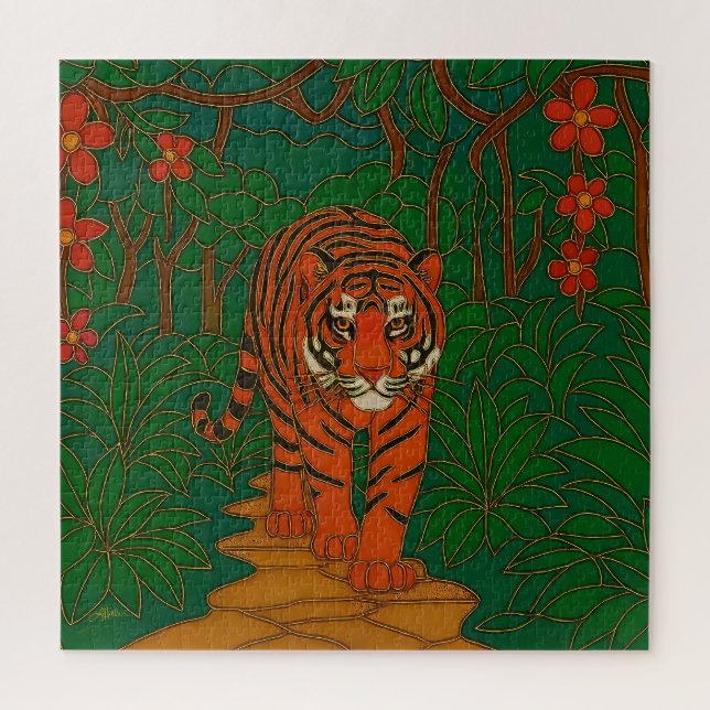 Cloisonne Art Tiger on the Jungle Path (Vertikal)