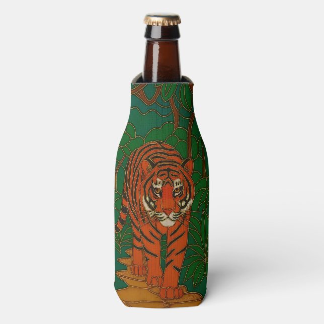 Cloisonne Art Tiger on the Jungle Path Flaschenkühler (Flaschenvorderseite)