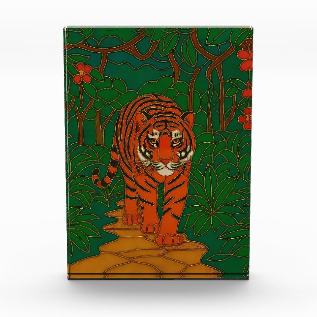 Cloisonne Art Tiger on the Jungle Path Fotoblock (Vorderseite)