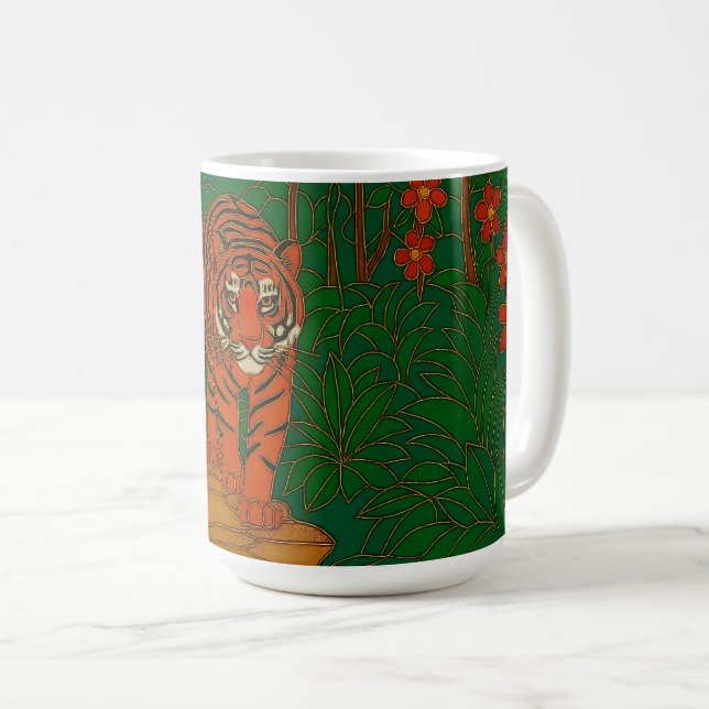 Cloisonne Art Tiger on the Jungle Path Kaffeetasse (VorderseiteRechts)