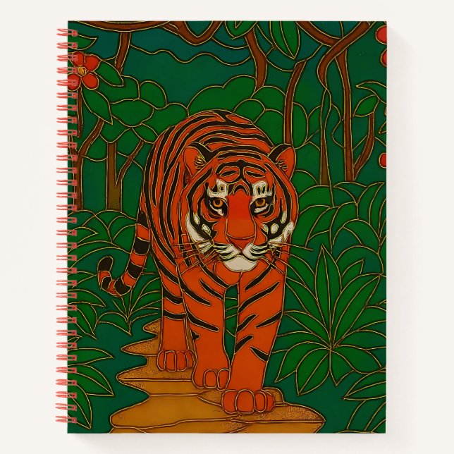 Cloisonne Art Tiger on the Jungle Path Notizbuch (Vorderseite)