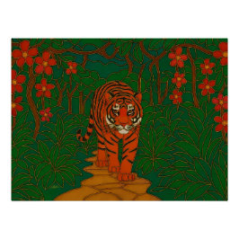 Cloisonne Art Tiger on the Jungle Path Poster