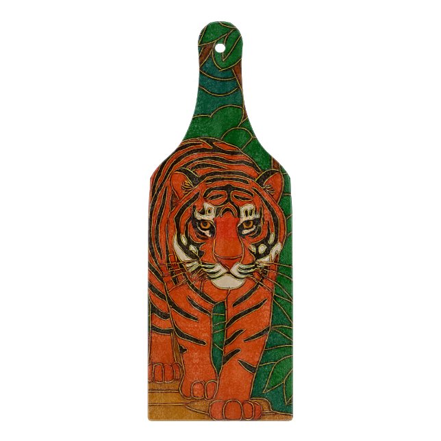 Cloisonne Art Tiger on the Jungle Path Schneidebrett (Vorderseite)
