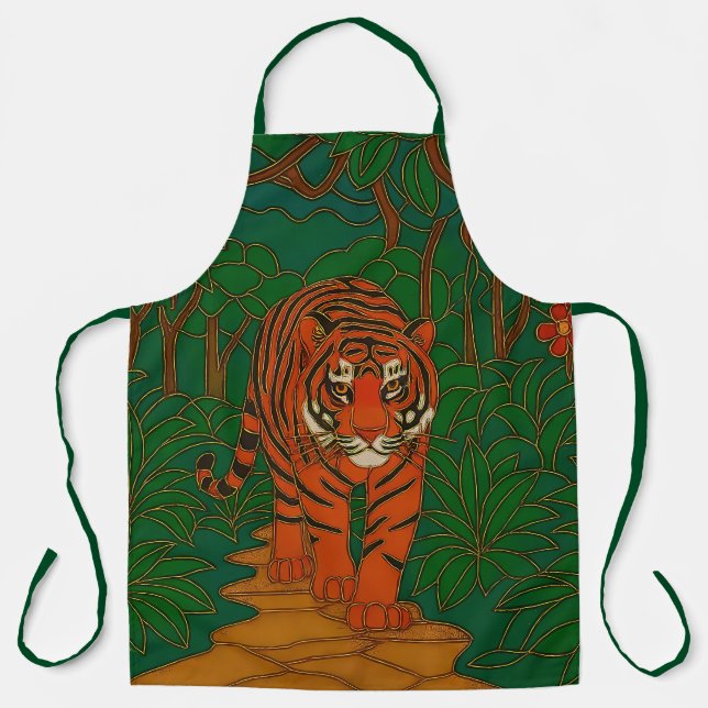 Cloisonne Art Tiger on the Jungle Path Schürze (Vorderseite)