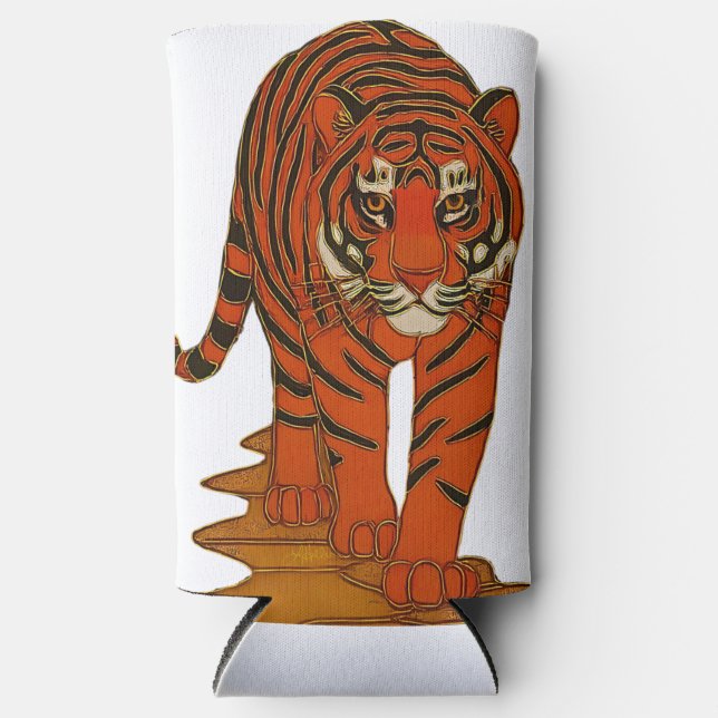 Cloisonne Art Tiger on the Jungle Path Selters Dosenkühler (Vorderseite)