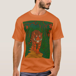 Cloisonne Art Tiger on the Jungle Path T-Shirt