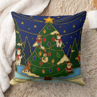 Cloisonne Art Whimsical Forest Classic Christmas  Kissen