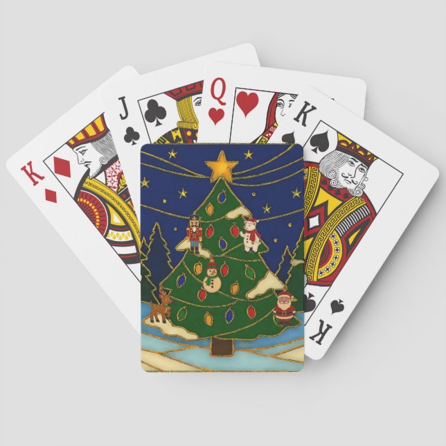 Cloisonne Art Whimsical Forest Classic Christmas  Spielkarten (Rückseite)