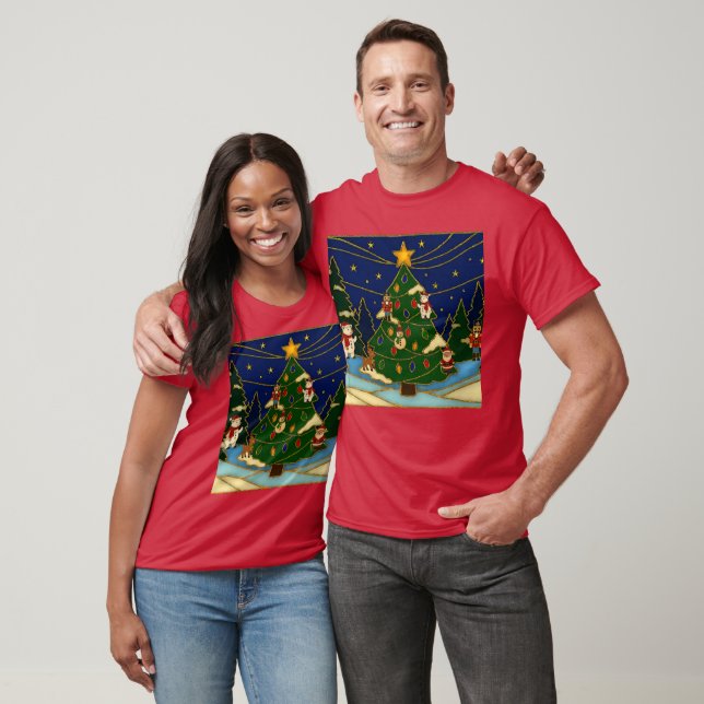Cloisonne Art Whimsical Forest Classic Christmas  T-Shirt (Unisex)