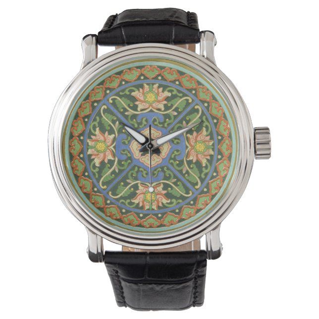 Cloisonne China Patter Asian Oriental Armbanduhr (Vorderseite)