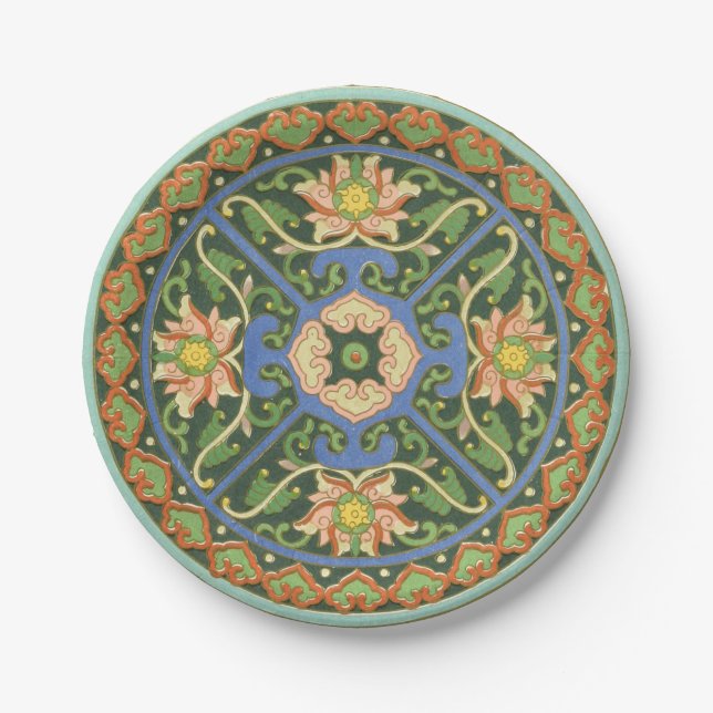 Cloisonne China Patter Asian Oriental Pappteller (Vorderseite)