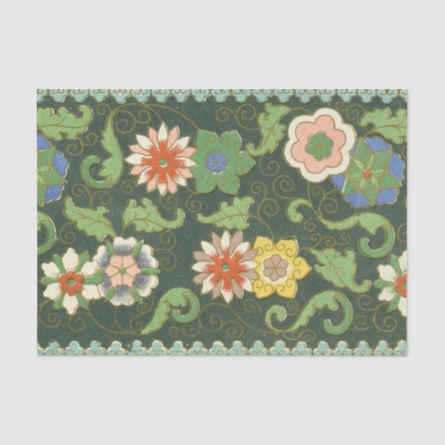 Cloisonne China Patter Asian Oriental Seidenpapier (Vorderseite)