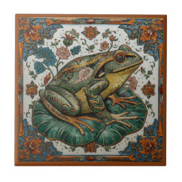 Cloisonne Frog on Lily Pad Fliese