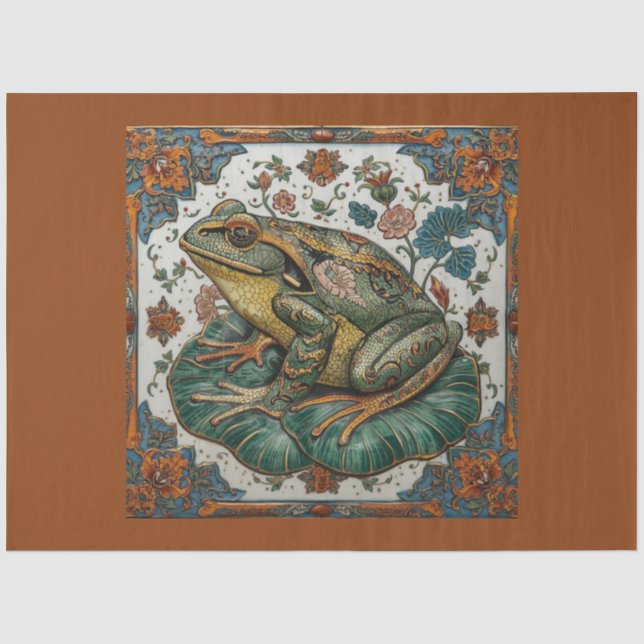 Cloisonne Frog on Lily Pad Tissue & Decoupage Pape Seidenpapier (Vorderseite)