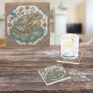 Cloisonne-Frosch auf Seerosenblatt Steinuntersetzer