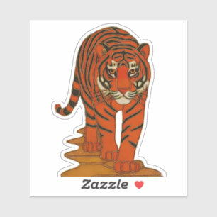Cloisonne Kunst Tiger auf dem Dschungelpfad Aufkleber