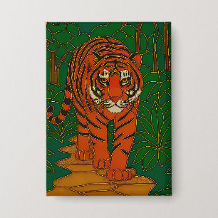 Cloisonne-Kunst Tiger auf dem Dschungelpfad Button