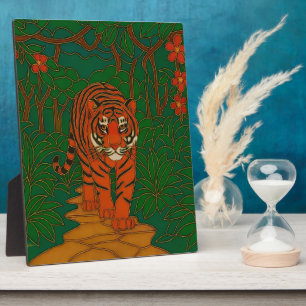 Cloisonne Kunst Tiger auf dem Dschungelpfad Fotoplatte