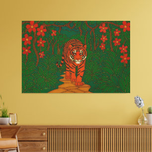 Cloisonne-Kunst Tiger auf dem Dschungelpfad Leinwanddruck