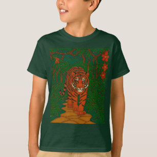 Cloisonne Kunst Tiger auf dem Dschungelpfad T-Shirt