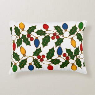 Cloisonne Kunst Weihnachtslichter und Stechpalme Dekokissen