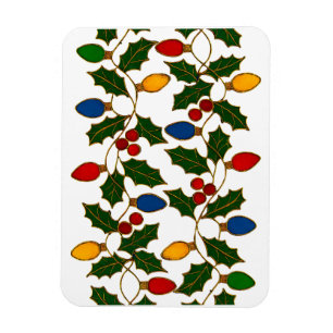 Cloisonne Kunst Weihnachtslichter und Stechpalme Magnet
