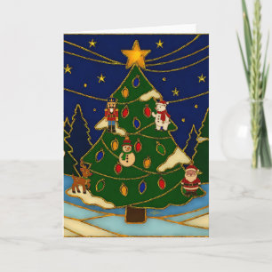 Cloisonne Kunst Whimsical Wald Klassisches Weihnac Karte