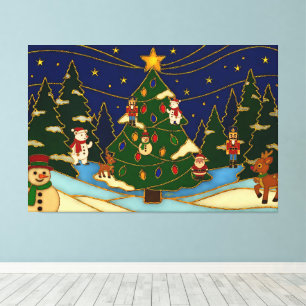 Cloisonne Kunst Whimsical Wald Klassisches Weihnac Leinwanddruck
