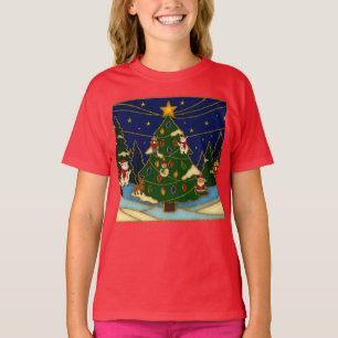 Cloisonne Kunst Whimsical Wald Klassisches Weihnac T-Shirt