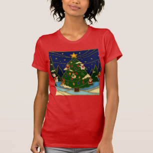 Cloisonne-Kunst Whimsical Wald Klassisches Weihnac T-Shirt