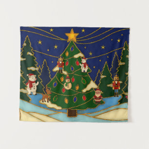 Cloisonne Kunst Whimsical Wald Klassisches Weihnac Wandteppich