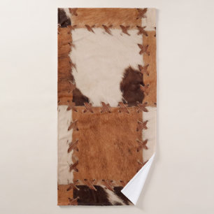 Close up leather patchwork textured background.