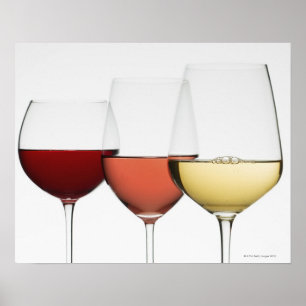 Close up of glasses of different wines poster